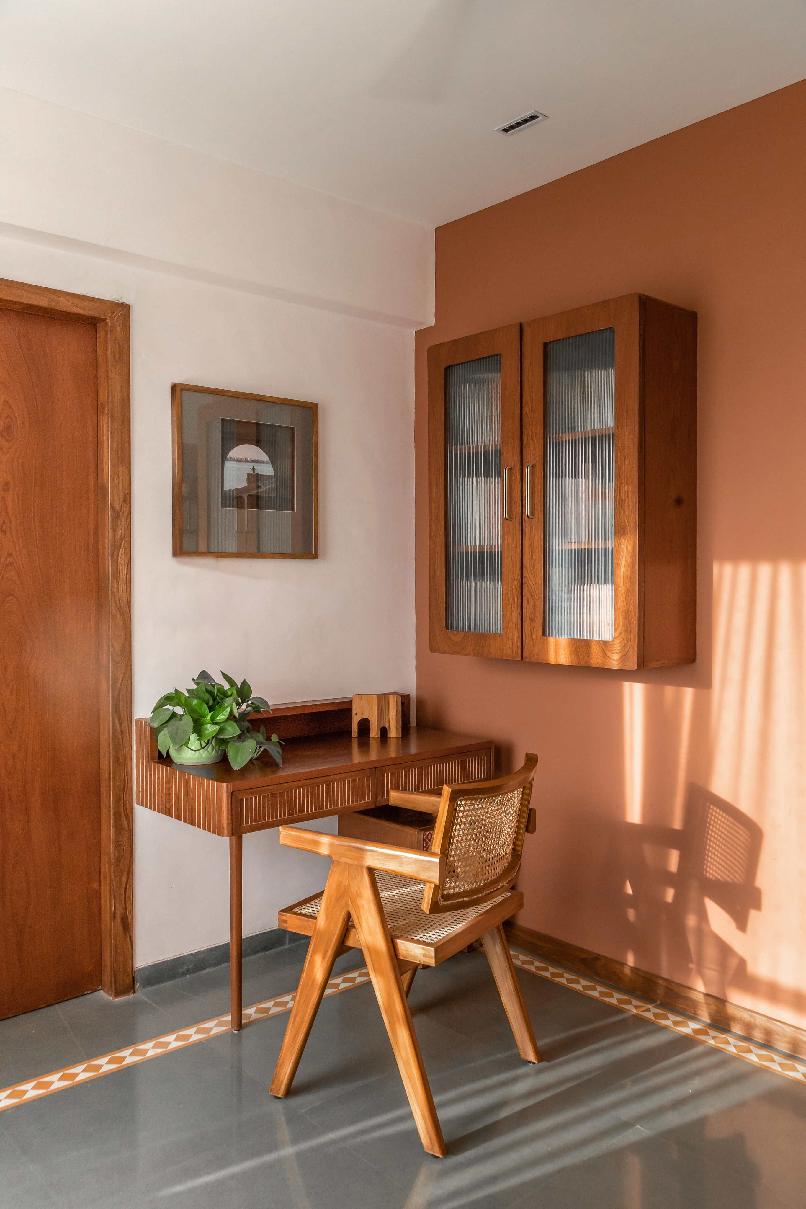 Artisanal bedroom cabinetry and study corner