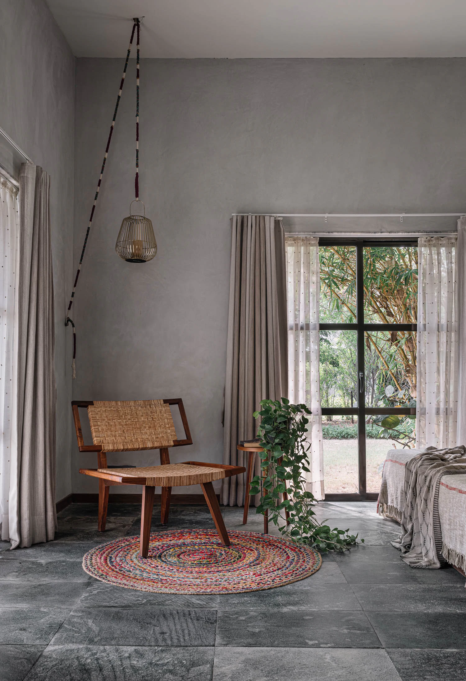 Intimate corner reading lounge