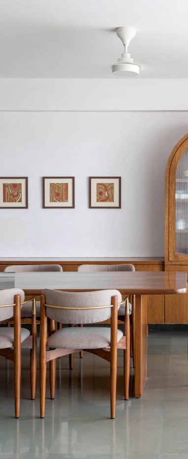 Dining room framed view through arched passage
